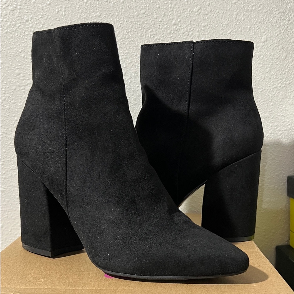 Sugar Black Suede Ankle Booties